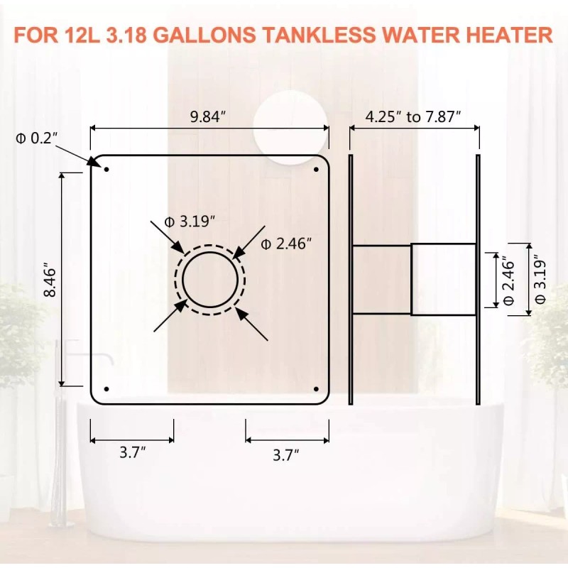 Camplux 2.36 in. Adjustable Wall Thimble Stainless Steel for Gas