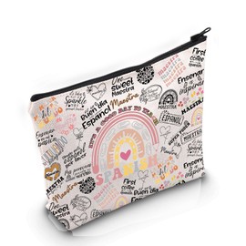 VAMSII Spanish Teacher Appreciation Inspired Gift Good Day to Teach Spanish Makeup Bag Spanish Lover Cosmetic Bag Back to SCH-ool Gift (Good Day to Teach Spanish M C)