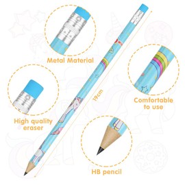 Vicloon Children's Pencil with Eraser, Pack of 12 Graphite Pencil Cylinder, HB Pencils, Unicorn Pencil, Wooden Pencils for Children, Party, Classroom, Reward, Party Bags