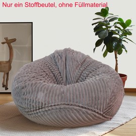 Bestenrose No Filling Bean Bag Chair for Children and Adults Only Cover for Sofa Stuffed Animals (Light Grey, XL)