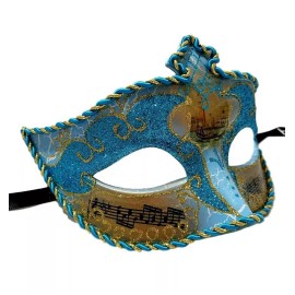 MGMB Aqua Blue Gold Music Antique Venetian Masquerade Mask