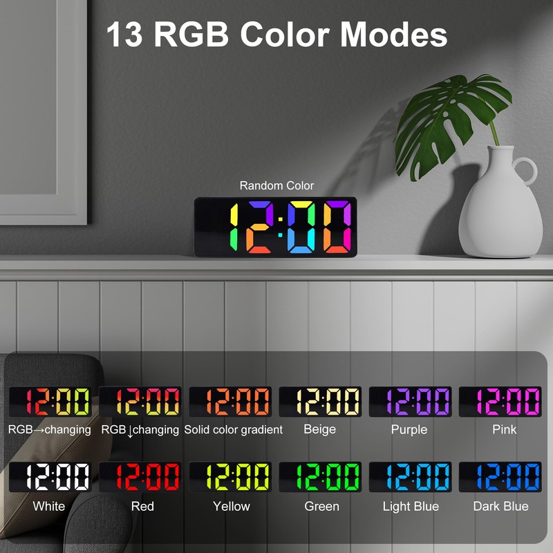 Lafocuse RGB Digital Alarm Clock Bedside with Colorful Display