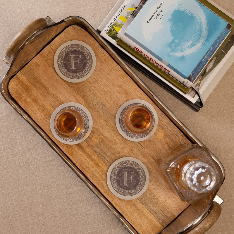 Thirstystone Monogram Letter F Natural Sandstone Coaster 4 Pack Manufactured