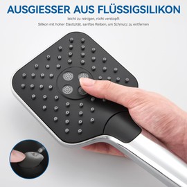 Auralum Duschkopf Wassersparend, Handbrause Duschkopf XXL, Schwarz Duschbrause Hochdruck, brausekopf dusche groß mit 3 Strahlarten (Schwarz Ohne Schlauch)