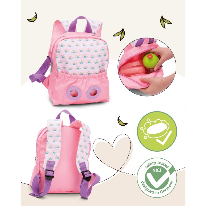 NICI Children's Backpack Pink 2 in 1 with Cuddly Toy