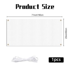 Blank Banner, Large White Polyester Oxford Cloth Sublimation Blank Banners with Hanging Rope For Outdoor Wall, DIY Banner Kit Decoration for Business Graduation Birthday Party 2 × 6ft, I Pack