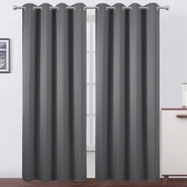 LEMOMO Grey Blackout Curtains/52 x 84 Inch/Set of 2 Panels Thermal Insulated Room Darkening Curtains for Bedroom