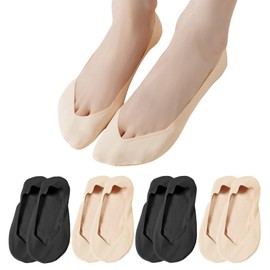 Lomitract No Show Socks for Women Flats, Ultra Low Cut Thin Footies, Nude and Black, Non Slip, Shoe Size 5-12, Invisible Liner, No See Hidden Short Rise Seamless Sox
