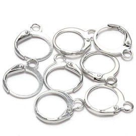 10 pieces white gold ear hook ring stud earrings French hook earrings accessories genuine platinum folding earrings round ear closure jewellery accessories