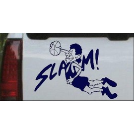 Navy 6in X 4.2in - Slam Dunk Basketball Sports Car Window Wall Laptop Decal Sticker