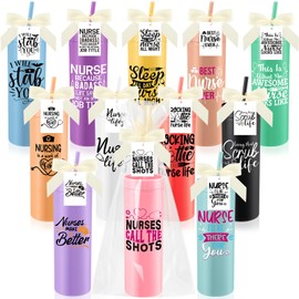 Jinei 12 Sets Nurse Gifts Bulk Appreciation Gifts With 16oz Thank You Cups Cards Keychain Bow-knot Opp Bags Week Gifts Nurse's Day Gifts for Women(Artistic)