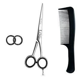 Glamified Glam Silver 6" Hairdressing Scissor for Professional Hairdressers Barbers Stainless Steel Hair Cutting Shears - for Salon Barbers, Men, Women, Children+Free Hair Comb