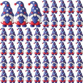 DoubleFill 60 Pcs 4th of July Mini Gnome Decorations Patriotic Rubber Gnomes Red White Blue Figurines Memorial Day Decorations for Independence Day Gift Veterans Day Memorial Day Party Supply