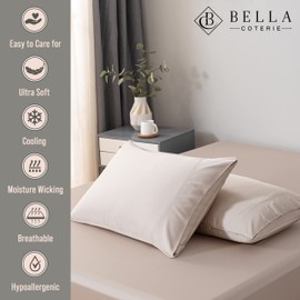 Bella Coterie | Luxury Standard Size Pillowcase Set | Organically Grown Viscose Made from Bamboo | Ultra Soft | Cooling | 2 Pcs