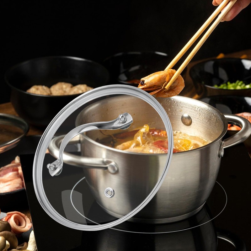 7" Tempered Glass Pan Lid with Steam Vent, Thickened to