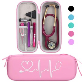 BOVKE BOVKE Travel Carrying Case Compatible With 3M Littmann Classic III, Lightweight II S.E, MDF Acoustica Deluxe Stethoscope, Extra Room for Medical Scissors EMT Trauma Shears and LED Penlight, Pearl Pink