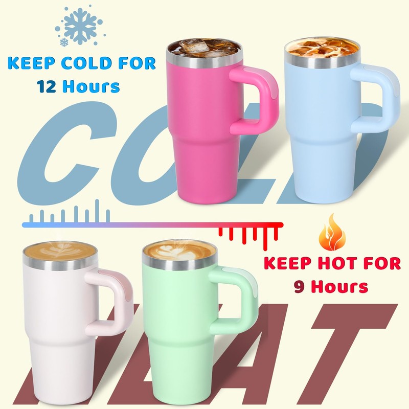 Cosictic 14 Oz Tumbler with Handle and Straw for Kids,