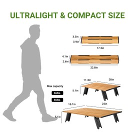 ATEPA Small Camping Table, Ultralight Portable Beach Table Folding Compact Camp Tables with Aluminum Legs Carry Bag for Backpacking Hiking Fishing Picnic Tent Outdoor Travel