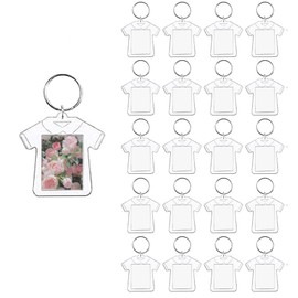 BetterJonny 20Pcs Acrylic Photo Frame Keychain Picture Keychain with Split Ring Clear Acrylic Photo Keychain Blanks Photo Insert Keyrings(Clothing Shape), Clear, 5.5 x 5.6 cm