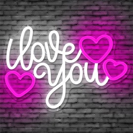Valentine'S Day Neon Sign Dimmable Led Sign Neon Light Love Neon Sign for Wall Decor I Love You Neon Heart Light for Bedroom Bar Living Room Party Valentine'S Day Decorations Gifts for Lover