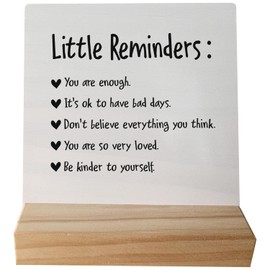 Positive Little Reminders You are Enough Desk Wood Plaque Sign with Wooden Stand,Dorm Signs for College Girls, Inspirational Signs Decor for Office Dorm Desk,You Are Enough Gifts