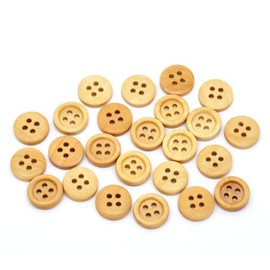 Siaura Material – 20x Naturell, 4 Holes Round Wooden Buttons 15 mm