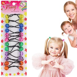 12 Pcs 16mm Ball Hair Ties Ponytail Holders Twinbead Bubble Balls Hair Accessories for Girls Kids Toddler (Clear Yellow/Blue/Pink/Green/Purple/Orange)