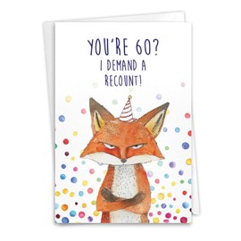 NobleWorks 1 - Funny 60th Birthday Milestone Greeting Card w/ 5 x 7 Envelope For Men, Women - Recount C8700MBG