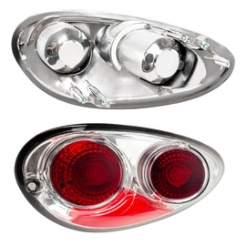 PHILTOP Rear Tail Light Assembly, Chrome Tail Lights Replacement Compatible with 2001-2005 PT Cruiser, Amber Reflector Clear Lens Color