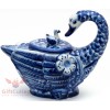 Handmade Porcelain Gzhel Swan bird teapot coffee server handmade in