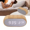 Wooden Alarm Clock Digital Voice Control LED Glowing USB Plug