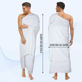 Suhine 2 Pcs Ahram Ihram Ehram for Hajj and Umrah Islamic Ihram Clothing for Men Umrah White Hajj Gifts, 41.3 x 82.7 Inches