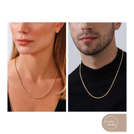 Jewelry Atelier Gold Chain Necklace Collection - 14K Solid Yellow Gold Filled Rope Chain Necklaces for Women and Men with Different Sizes (2.1mm, 2.7mm, or 3.8mm)