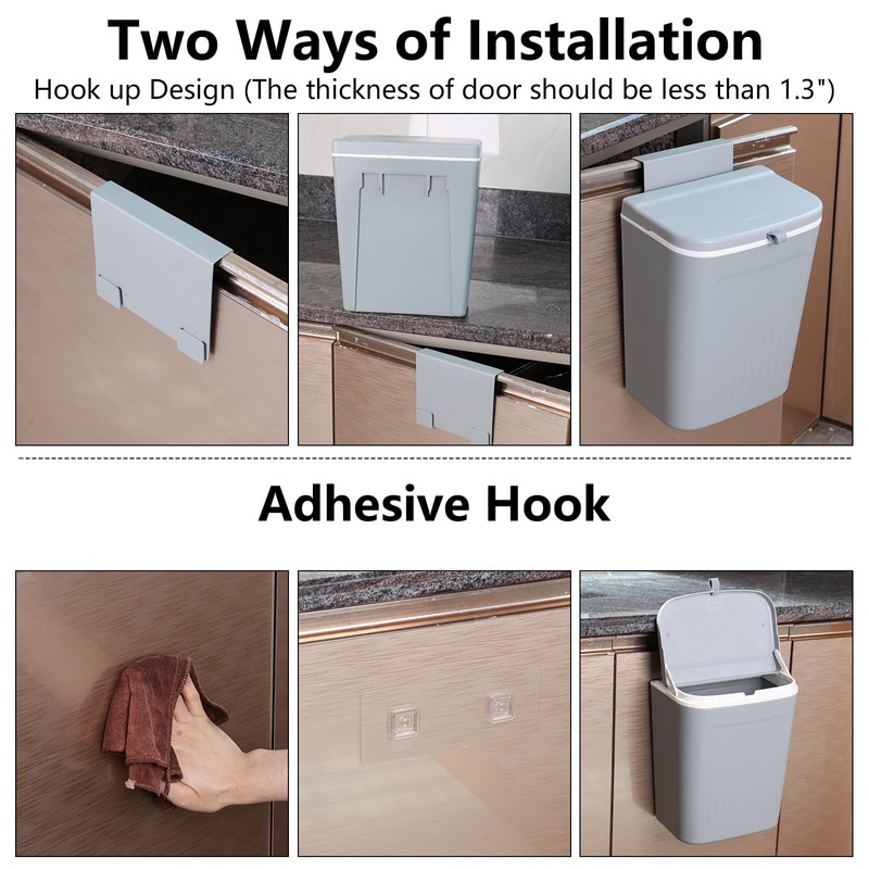 Nesmilers 3.2 Gallon/12 L Wall Mounted Garbage Can, Hanging Cabinet
