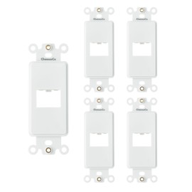 ChaosssCo 1-Port Decorator Insert with Nut, Wall Plate Adapter for HDMI, Keystone, Ethernet (White, 5 Pack)
