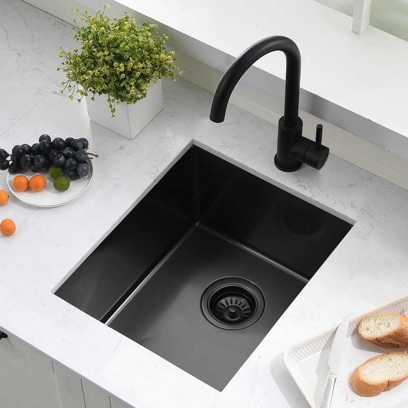 15inch Undermount Bar Sink Black -VOKIM 15 x18 Small Kitchen
