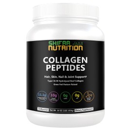 Halal & Grass Fed Collagen Peptides Powder 1 lb. 16oz Unflavored Hydrolyzed Collagen Peptides Powder Type I & Type III for Hair, Skin, Nails & Joints | Keto & Paleo Friendly | Sugar & Gluten Free