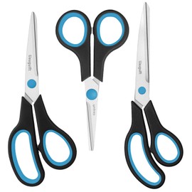 Uaugulft Scissors, Stainless Steel Paper Scissors, Multi-Purpose Scissors with Soft Grip Handle, Blue Black, 3 Pieces Set