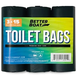 45 Portable Toilet Bags, Plant Based 8 Gallon for 5 Gallon Buckets Human Waste Bags for Camping, Boating, Car & Travel Composts, Fits Bucket Seat, Outdoor Use