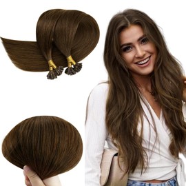 RUNATURE Keratin Real Hair Brown 45 cm Hot Fusion Bondings Extensions Real Hair 1 g Remy 50 g 50 Strands 1 g/1s Pre Bonded U-Tip Hair Extensions Real Hair Keratin Invisible Colour #4 Brown