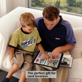 JXSHHNAMZ Baseball Card Binder 4-Pockets, 400 Pockets Card Holder with 50 Removable Sleeves, Trading Card Collector Zipper Album Holder, Card Folder for MTG, TCG, Sports Cards (400-blue)