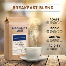 Brooklyn's Own Medium Roast Breakfast Blend Whole Bean Coffee - 100% Arabica Beans From Brazil and Sumatra (12 Ounces)
