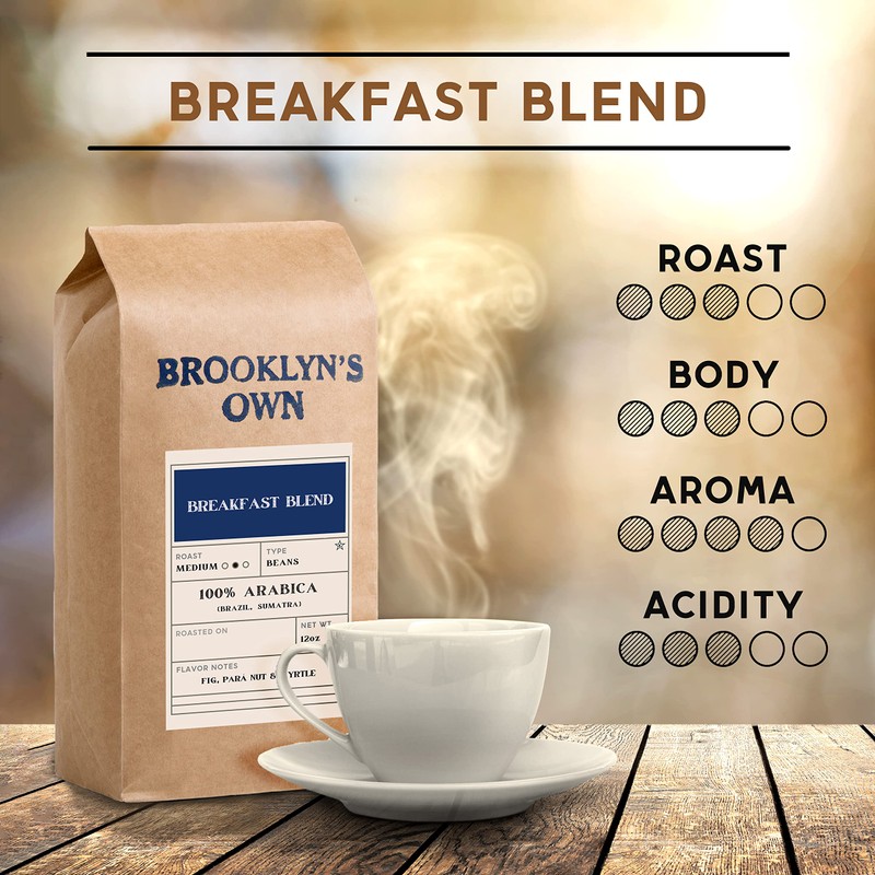 Brooklyn's Own Medium Roast Breakfast Blend Whole Bean Coffee -