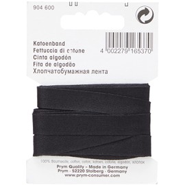 Prym cotton tape, Black , 10 mm
