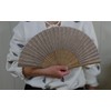 Salutto Hand Fan with Beautiful Fabric Printed (Coffee)
