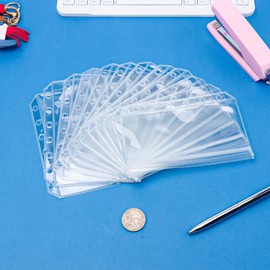 NatSumeBasics 12 A7 Budget Binder Pockets Zipper Clear 3" x 5" Cash Stuffing Envelopes No Zipper Bluky Planner Inserts (A7)