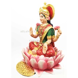 PT Pacific Trading Lakshmi Hindu Goddess on Lotus Statue Sculpture