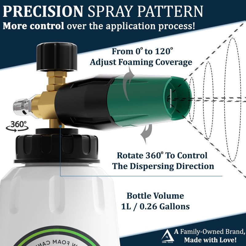 Foam Cannon for Pressure Washer, 1.1mm Orifice, 1000-4000 PSI, 1/4