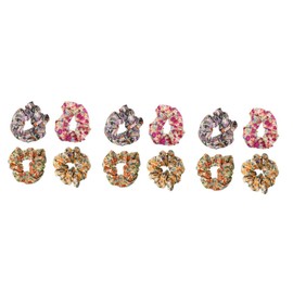Minkissy 12pcs Floral Elastic Hair Scrunchies for Women Vintage Printed Hair Ties for Daily Wear Elegant Accessories for Girls for Parties and Casual Outfits