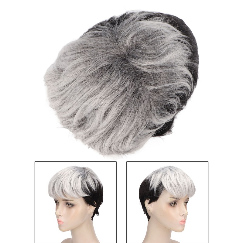 Men Wig Heat Resistant Short Grey Layered Airy Natural Stylish
